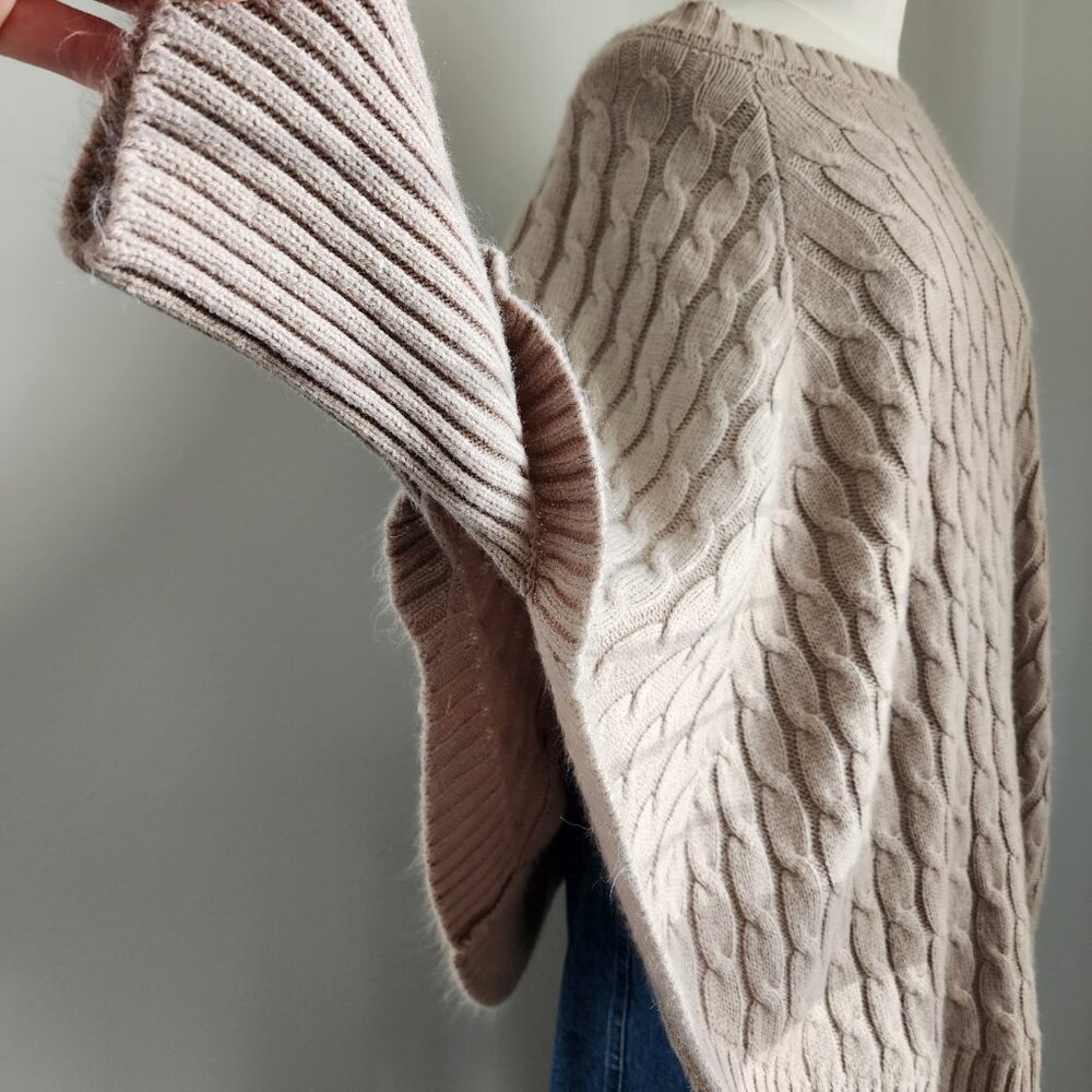 Cozy Chic Cable Knit Sweater Poncho - Picture 11 of 14